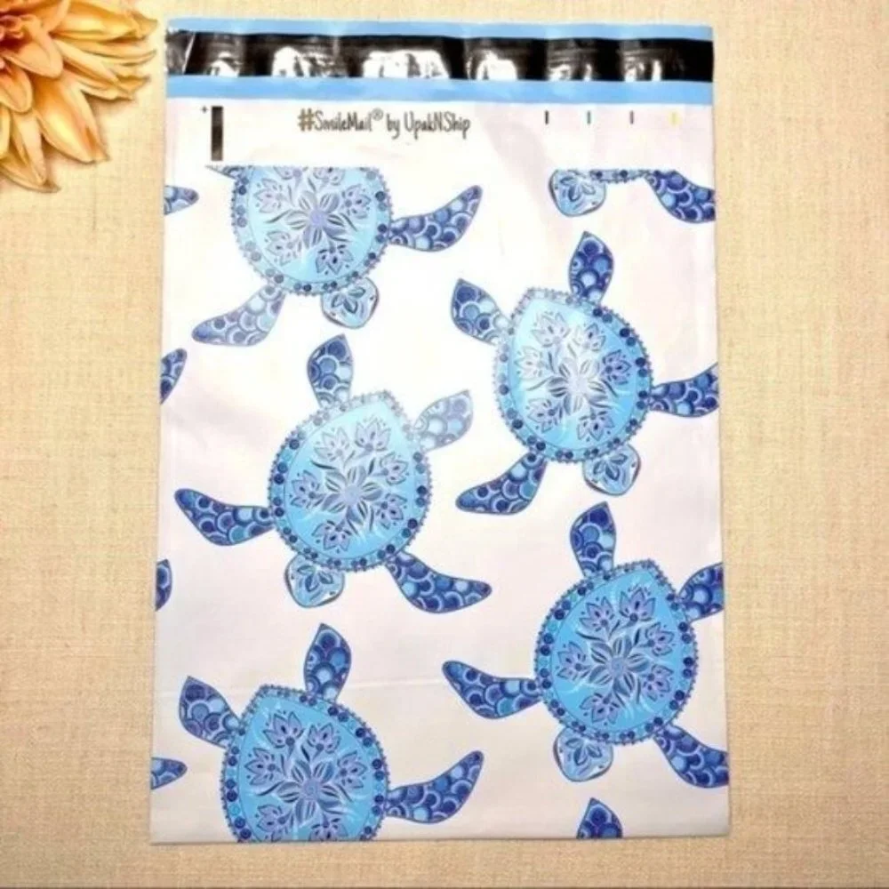 Fun Beachy Sea Turtle Poly Bags Shipping Mailers Designer Polybags 50 Pack